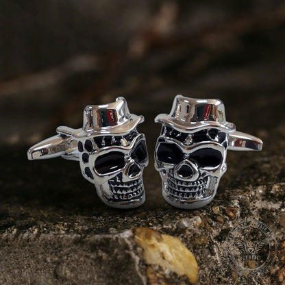 Pirate With Hat Brass Skull Cufflinks