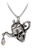 Poison Brew Skull Teapot Pendant With Crystal Drop