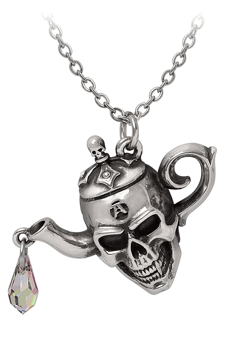 Poison Brew Skull Teapot Pendant With Crystal Drop