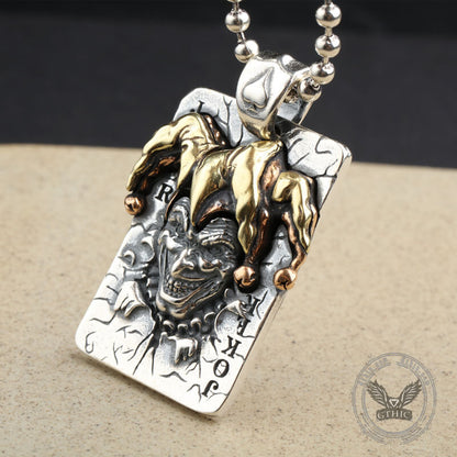 Poker Joker Sterling Silver Skull Pendant