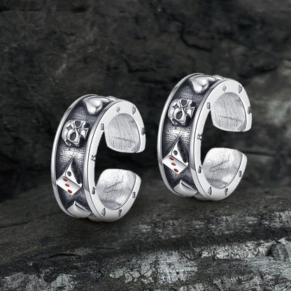 Poker Skull Sterling Silver Ear Cuffs
