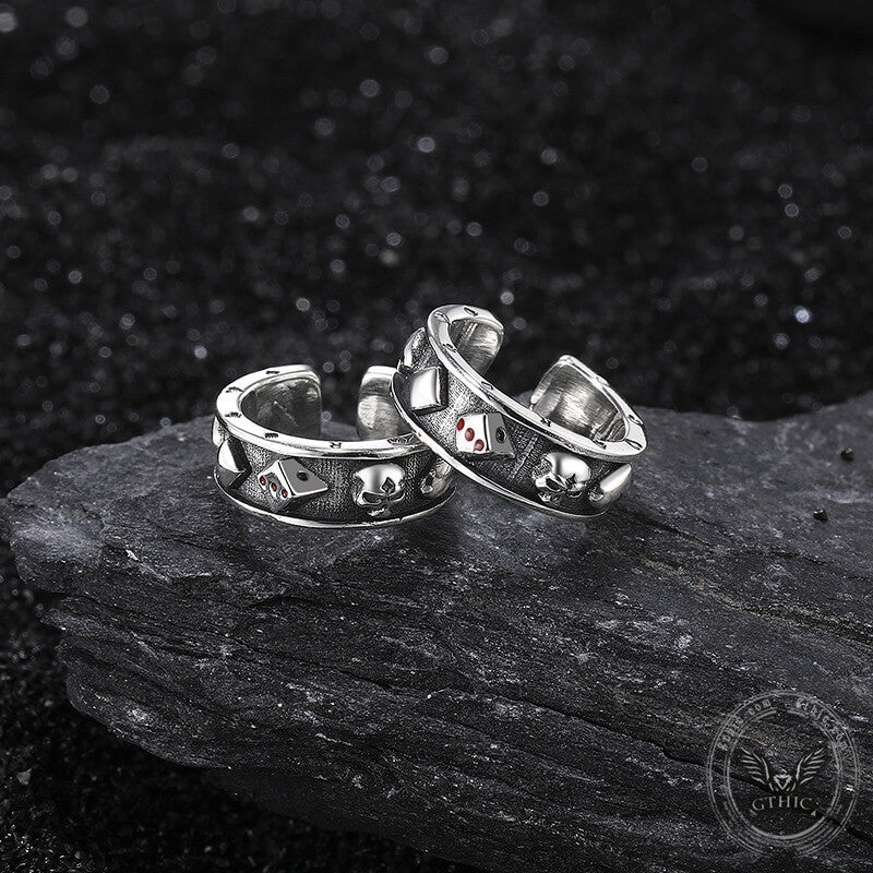 Poker Skull Sterling Silver Ear Cuffs