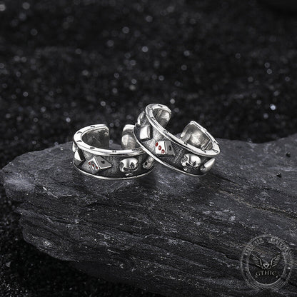 Poker Skull Sterling Silver Ear Cuffs