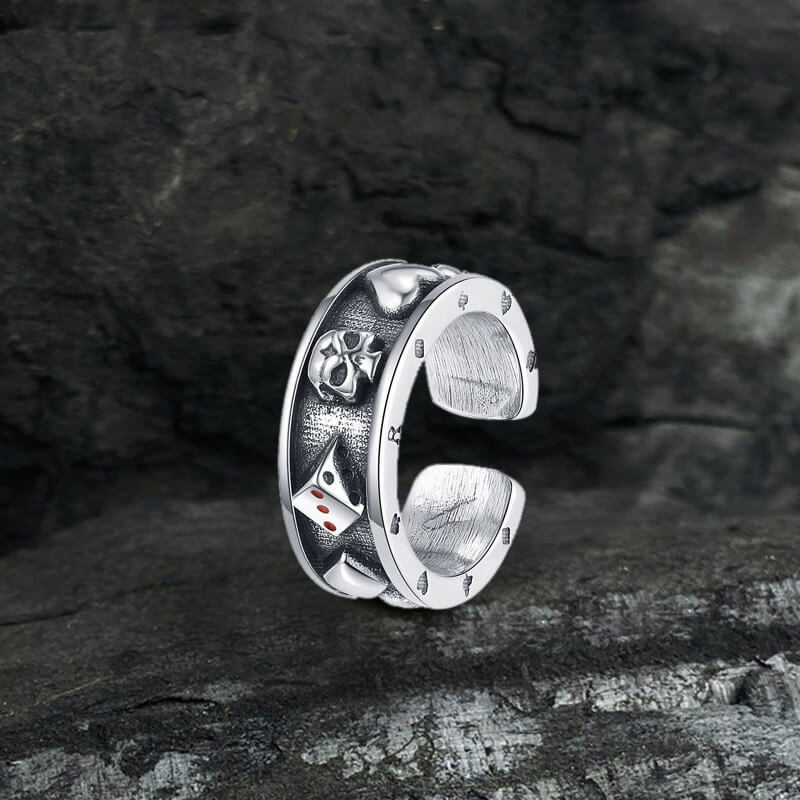 Poker Skull Sterling Silver Ear Cuffs