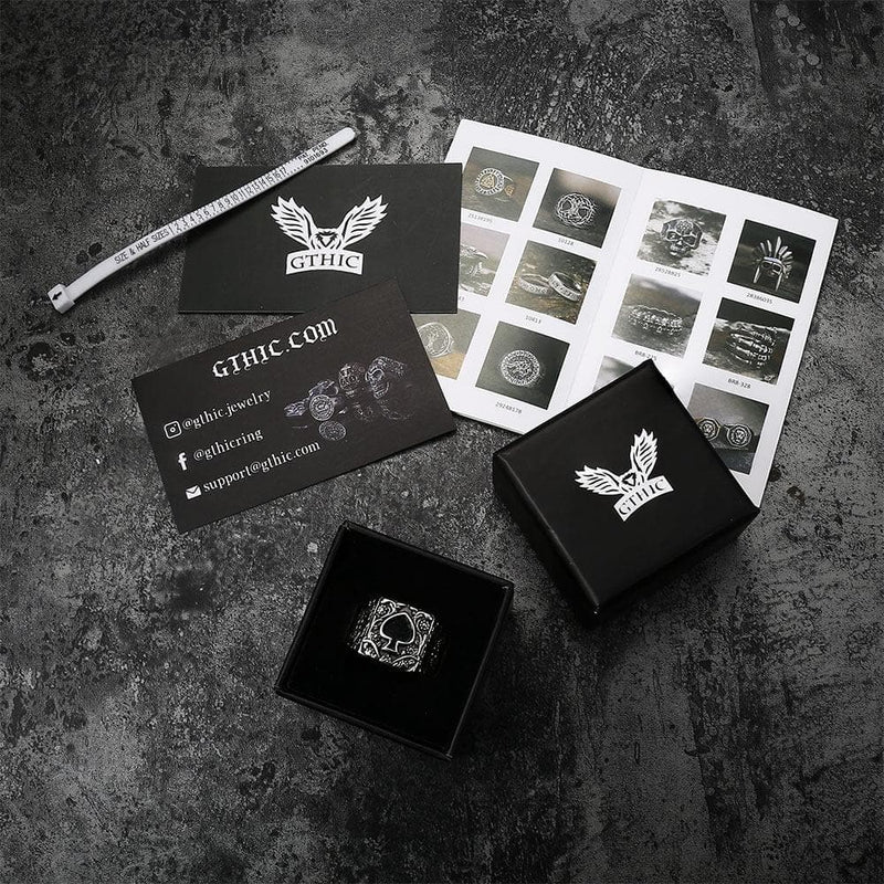 Poker Spades Stainless Steel Biker Ring