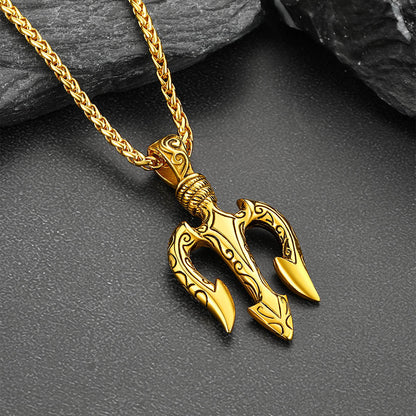Poseidon Trident Necklace Ancient Greek Mythology Pendant