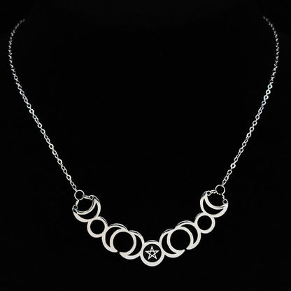 Pentacle Triple Moon Goddess Necklace