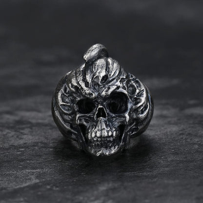 Pumpkin Skull Sterling Silver Brass Ring