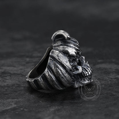 Pumpkin Skull Sterling Silver Brass Ring
