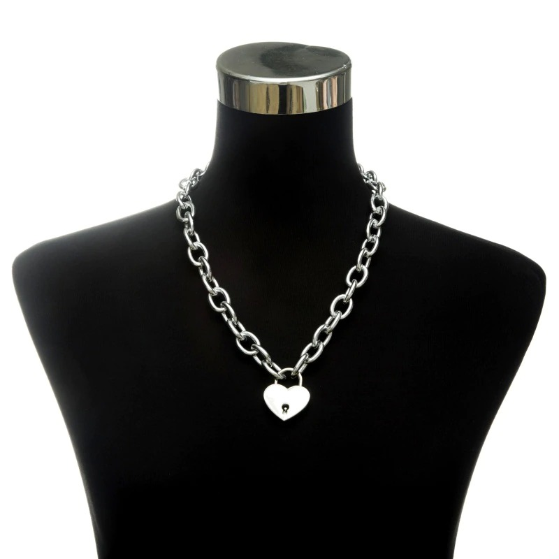 Punk Chain Choker Necklace With Circle / Aluminium Necklace