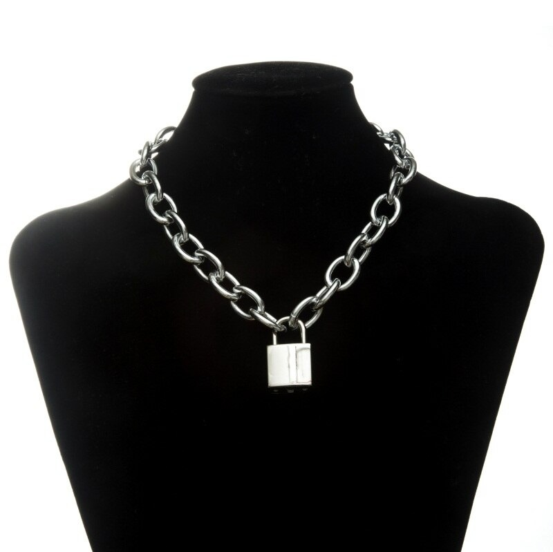 Punk Chain Choker Necklace With Circle / Aluminium Necklace