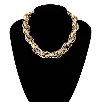 Punk Curb Cuban Twisted Necklace / Mix Color Thick Necklace / Jewelry