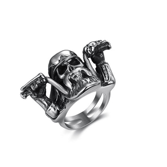 Punk Rock Motorcyclist Skull Ring for / Stainless Steel Biker Accessories