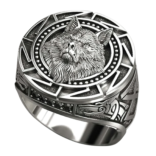Punk Rock Style Wolf Head Ring / Retro Celtic Totem Copper Ring / Jewelry Accessories