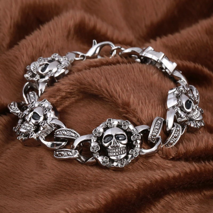 Punk Stainless Steel Bracelet for / Gothic Double Skull Heads Cuff Bracelets / Jewelry