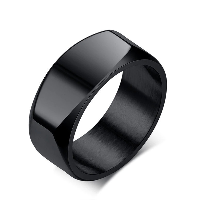 Punk Stainless Steel Ring / Black Wedding Band / Metal Ring