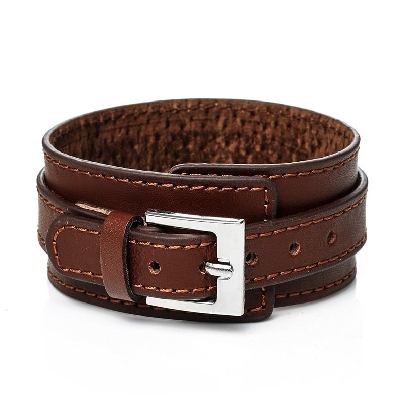 Punk Style Genuine Leather Wristband Wide / Adjustable Cuff Braceletsin a Black and Brown Colours