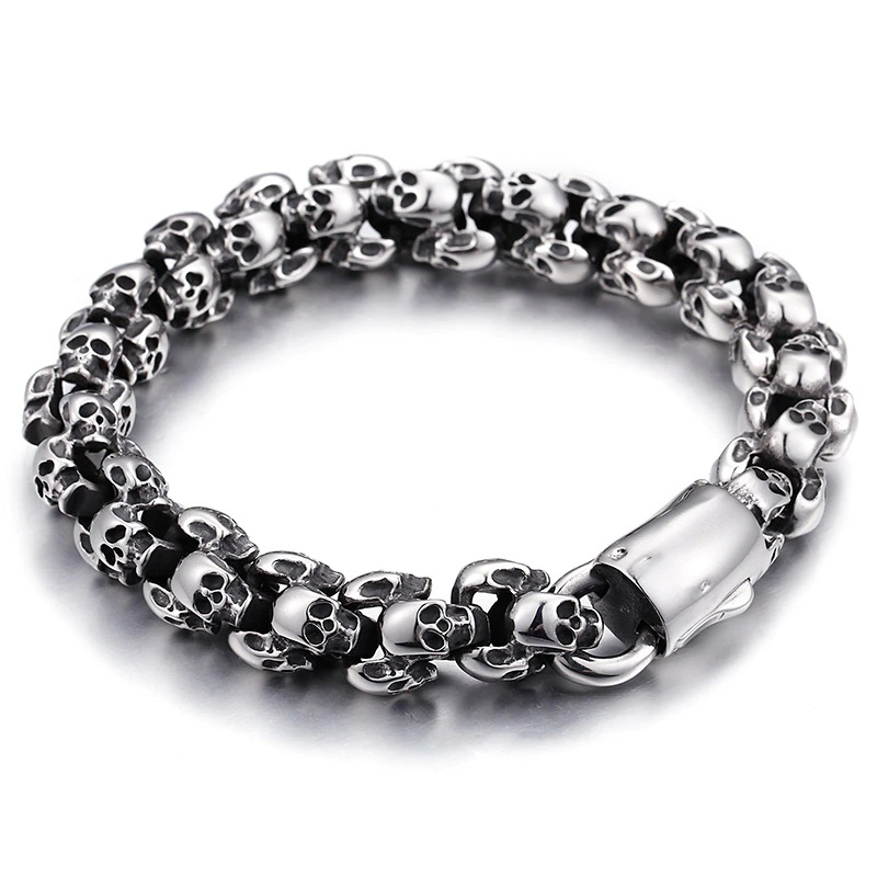 Punk Syle Skull Bracelet / Stainless Steel Jewelry / Cool Man's Bracelet