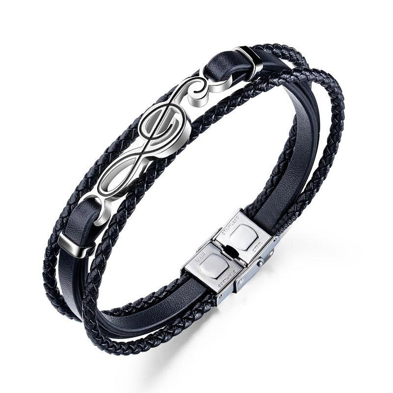 Punk Multilayer Genuine Leather Bracelet / Cool Bracelets With Different Types of Guitars