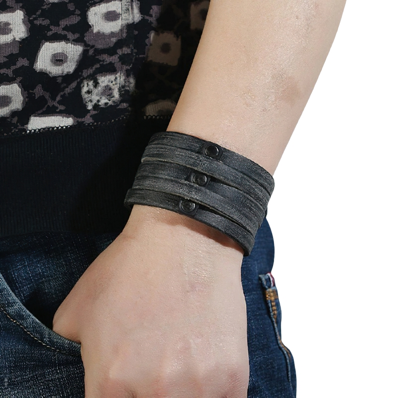 Punk Wide Leather Bracelet With Rivet / Bracelet for and