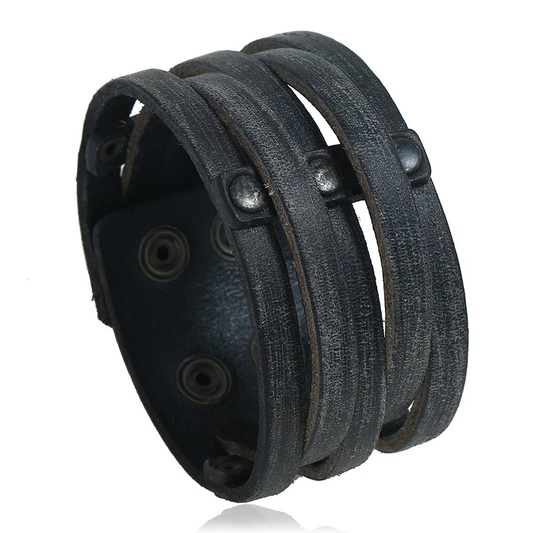 Punk Wide Leather Bracelet With Rivet / Bracelet for and