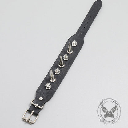 Punk Black Pu Leather Spiked Bracelet