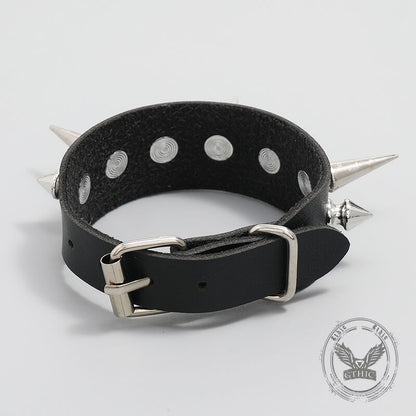 Punk Black Pu Leather Spiked Bracelet