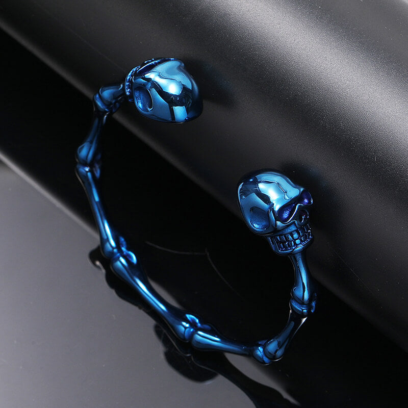 Punk Bones Joints Stainless Steel Skull Open Bracelet