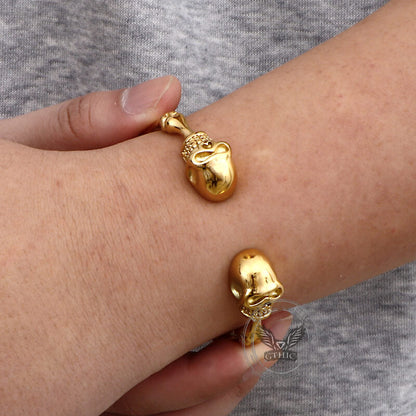 Punk Bones Joints Stainless Steel Skull Open Bracelet