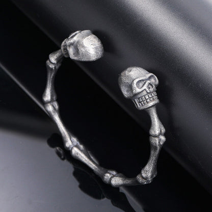 Punk Bones Joints Stainless Steel Skull Open Bracelet