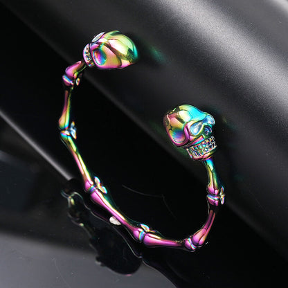 Punk Bones Joints Stainless Steel Skull Open Bracelet