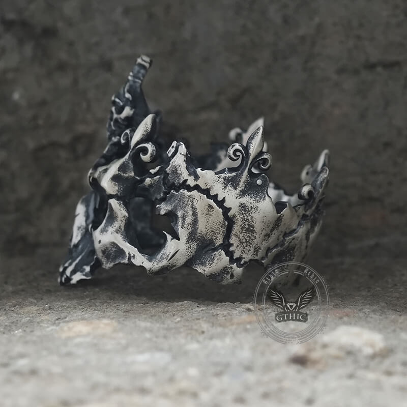 Punk Broken Skull Head Sterling Silver Ring