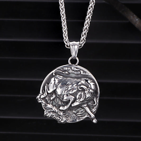 Punk Bull Charging Stainless Steel Animal Pendant