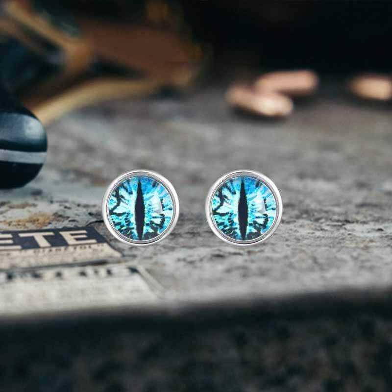 Punk Colored Gem Eye of Sauron Stainless Steel Earrings