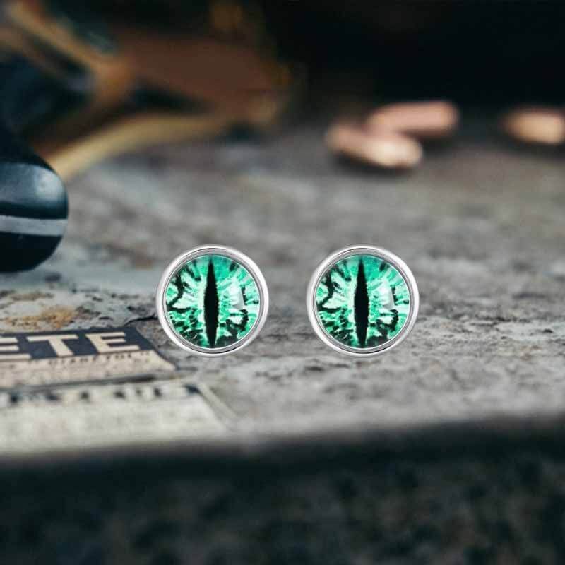 Punk Colored Gem Eye of Sauron Stainless Steel Earrings