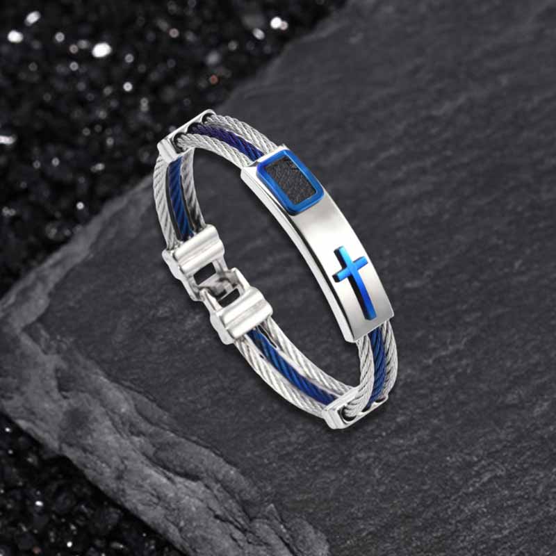 Punk Cross Multilayer Wire Stainless Steel Bracelet
