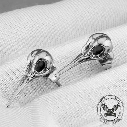 Punk Crow Skull Stainless Steel Stud Earrings