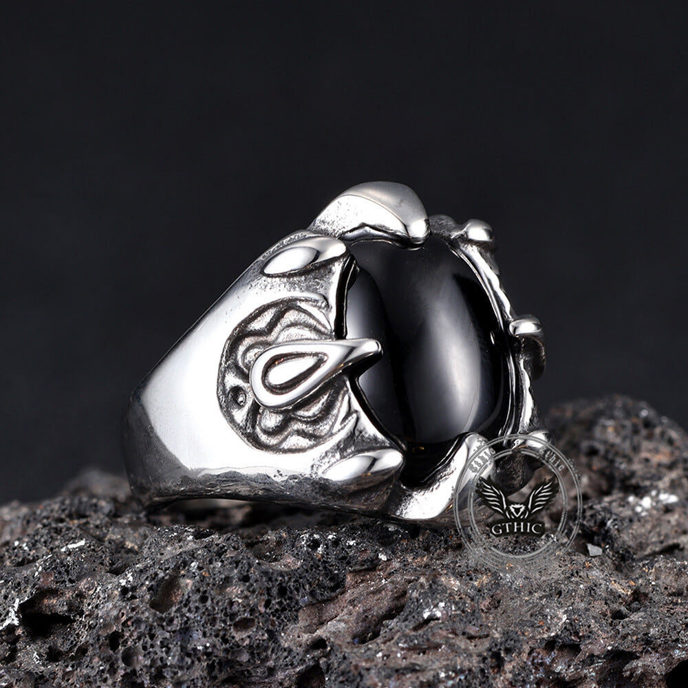 Punk Dragon Claw Gemstone Stainless Steel Ring