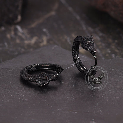 Punk Dragon Shape Stainless Steel Hoop Earrings