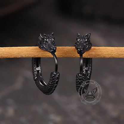 Punk Dragon Shape Stainless Steel Hoop Earrings