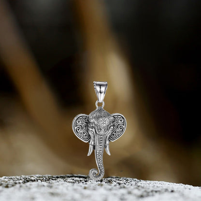 Punk Elephant Head Stainless Steel Animal Pendant
