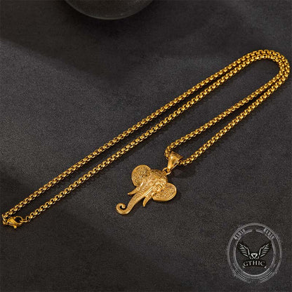 Punk Elephant Head Stainless Steel Animal Pendant
