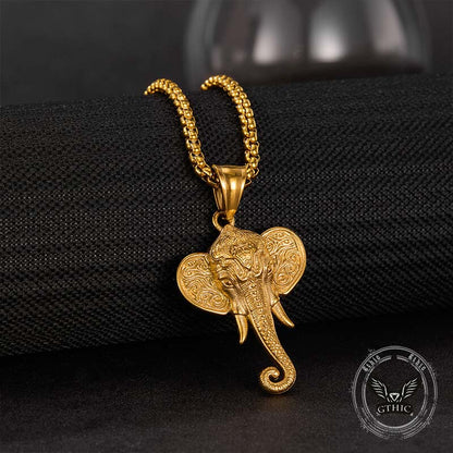 Punk Elephant Head Stainless Steel Animal Pendant