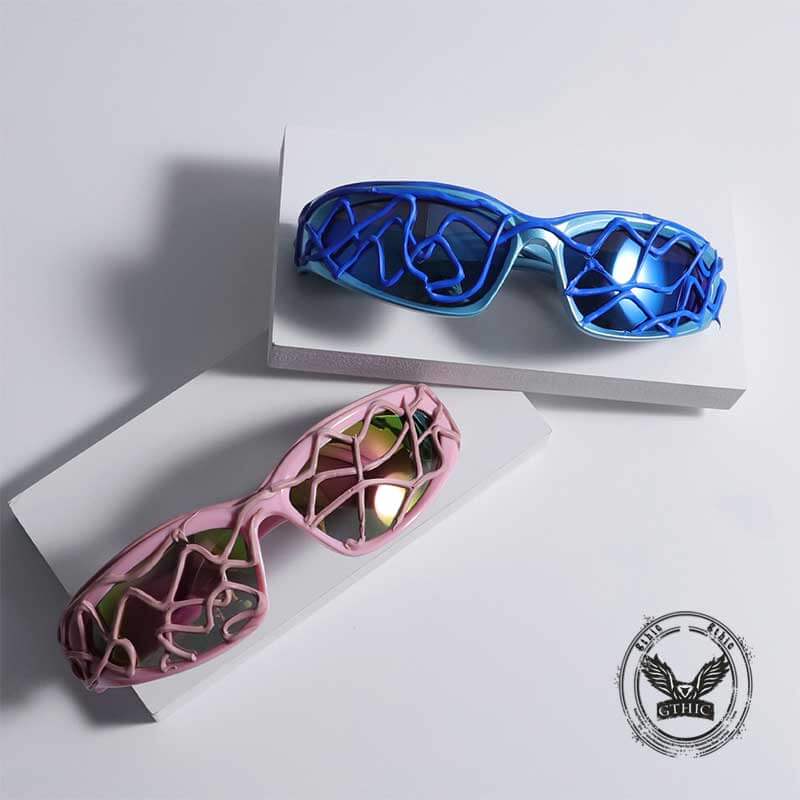 Punk Snake Pattern Drip Glue Pc Sunglasses
