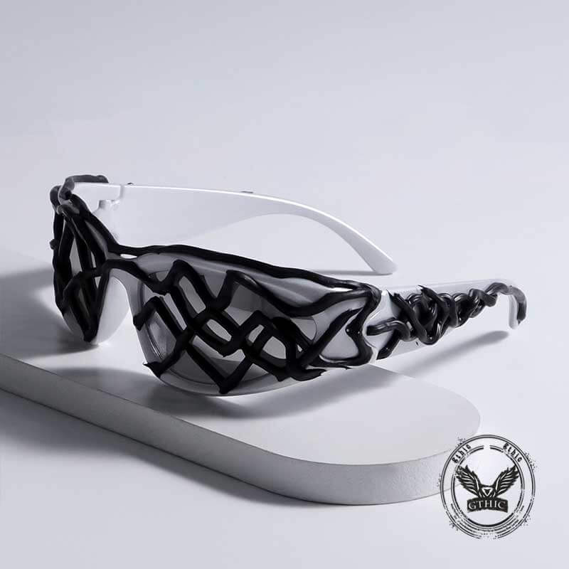 Punk Snake Pattern Drip Glue Pc Sunglasses