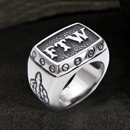 Punk Ftw Letters Stainless Steel Biker Ring