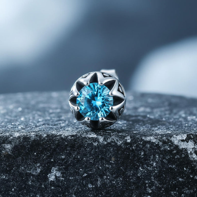 Punk Gem Crown Stainless Steel Stud Earrings