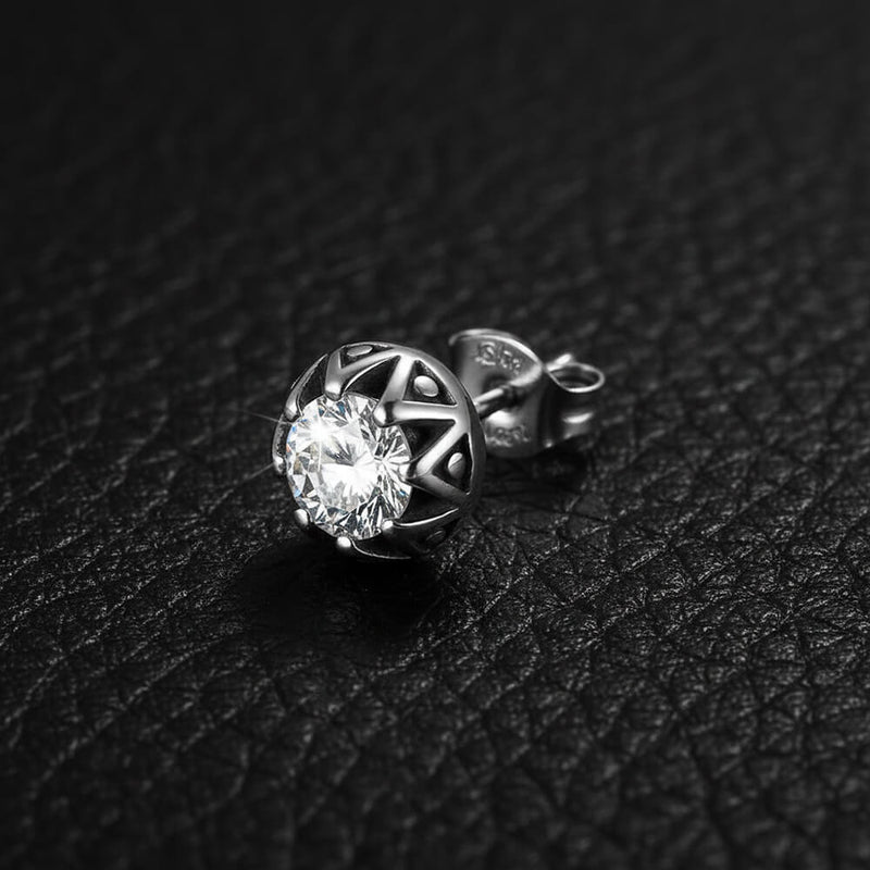 Punk Gem Crown Stainless Steel Stud Earrings
