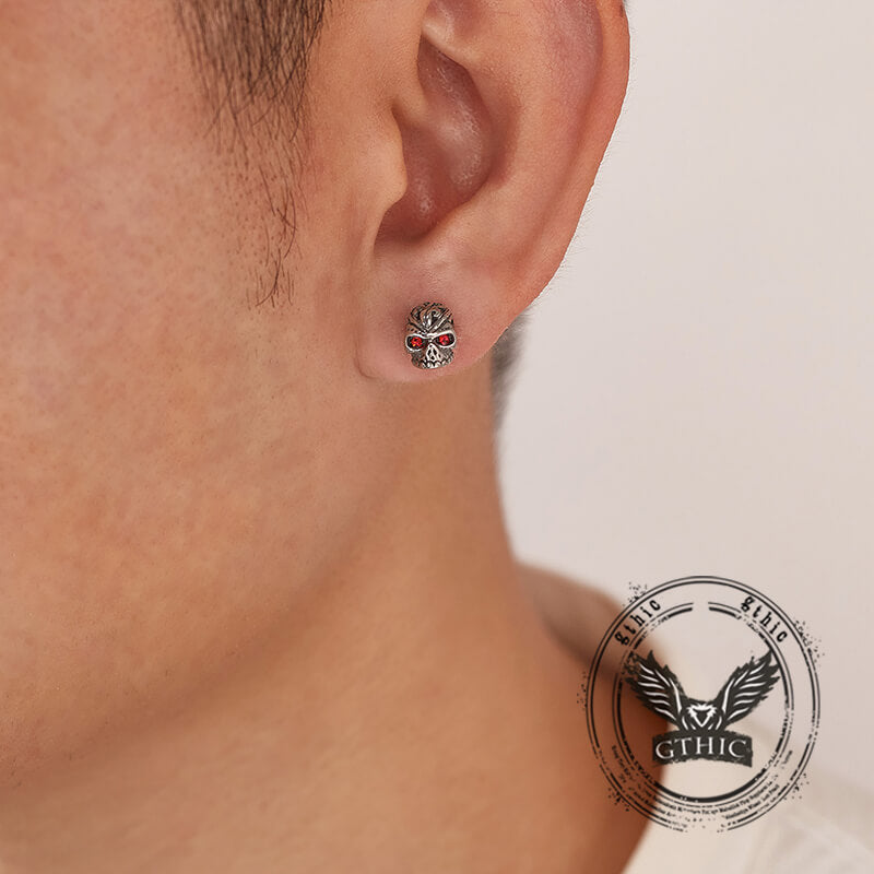 Punk Gem Eye Skull Stainless Steel Earrings