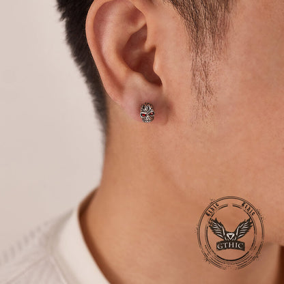 Punk Gem Eye Skull Stainless Steel Earrings